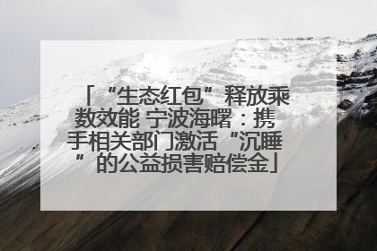 “生态红包”释放乘数效能 宁波海曙：携手相关部门激活“沉睡”的公益损害赔偿金