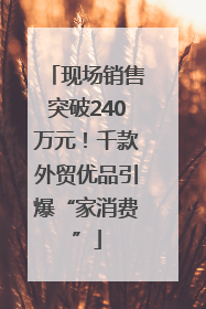 现场销售突破240万元！千款外贸优品引爆“家消费”