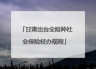 甘肃出台全险种社会保险经办规程
