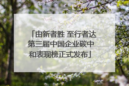 由新者胜 至行者达 第三届中国企业碳中和表现榜正式发布