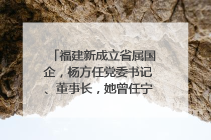 福建新成立省属国企，杨方任党委书记、董事长，她曾任宁德市委副书记｜张田怡已任县委副书记、县政府党组书记