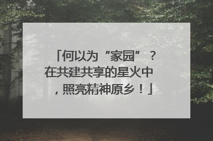 何以为“家园”？在共建共享的星火中，照亮精神原乡！