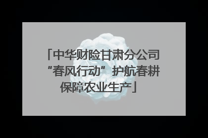 中华财险甘肃分公司“春风行动”护航春耕 保障农业生产