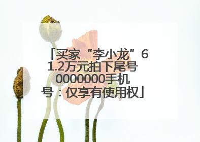 买家“李小龙”61.2万元拍下尾号0000000手机号：仅享有使用权