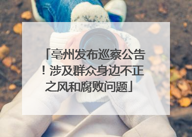 亳州发布巡察公告！涉及群众身边不正之风和腐败问题