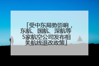 受中东局势影响，东航、国航、深航等5家航空公司发布相关航线退改政策