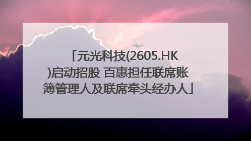 元光科技(2605.HK)启动招股 百惠担任联席账簿管理人及联席牵头经办人