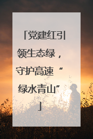 党建红引领生态绿，守护高速“绿水青山”