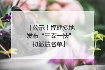 公示！福建多地发布“三支一扶”拟派遣名单