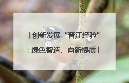 创新发展“晋江经验”：绿色智造、向新提质