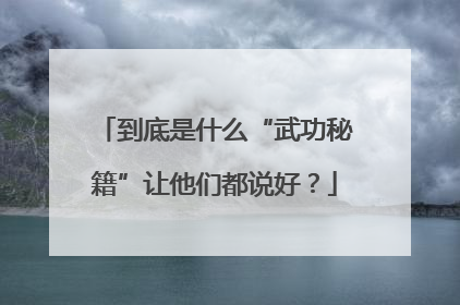 到底是什么“武功秘籍”让他们都说好？