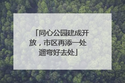 同心公园建成开放，市区再添一处遛弯好去处