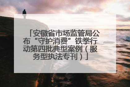 安徽省市场监管局公布“守护消费”铁拳行动第四批典型案例（服务型执法专刊）