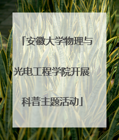 安徽大学物理与光电工程学院开展科普主题活动