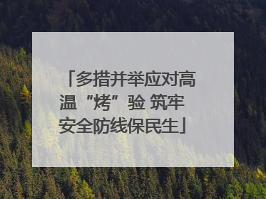 多措并举应对高温“烤”验 筑牢安全防线保民生