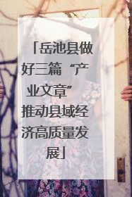 岳池县做好三篇“产业文章” 推动县域经济高质量发展