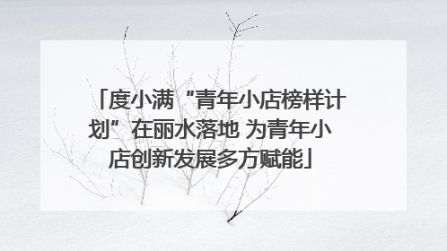 度小满“青年小店榜样计划”在丽水落地 为青年小店创新发展多方赋能