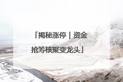 揭秘涨停｜资金抢筹核聚变龙头
