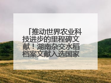 推动世界农业科技进步的里程碑文献！湖南杂交水稻档案文献入选国家级名录