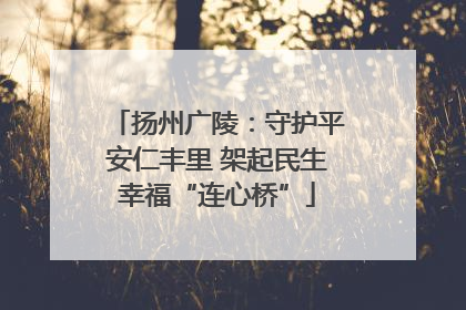 扬州广陵：守护平安仁丰里 架起民生幸福“连心桥”