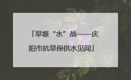 旱塬“水”战——庆阳市抗旱保供水见闻