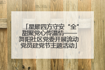 星耀四方守安“全” 甜聚党心传温情——舞阳社区党委开展流动党员建党节主题活动