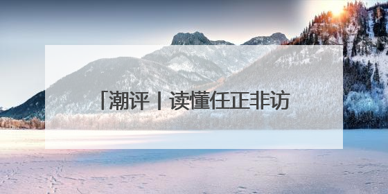 潮评丨读懂任正非访谈，读懂上升期中国
