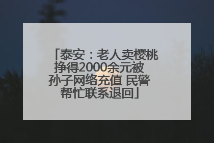 泰安：老人卖樱桃挣得2000余元被孙子网络充值 民警帮忙联系退回