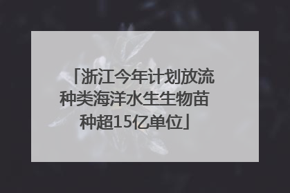浙江今年计划放流种类海洋水生生物苗种超15亿单位