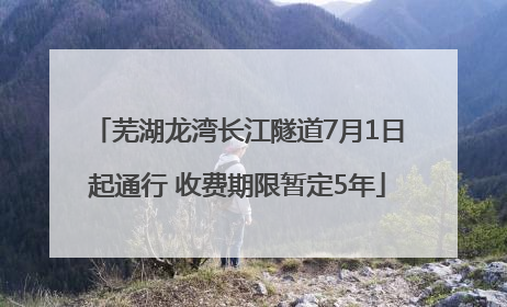 芜湖龙湾长江隧道7月1日起通行 收费期限暂定5年