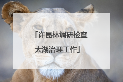 许昆林调研检查太湖治理工作
