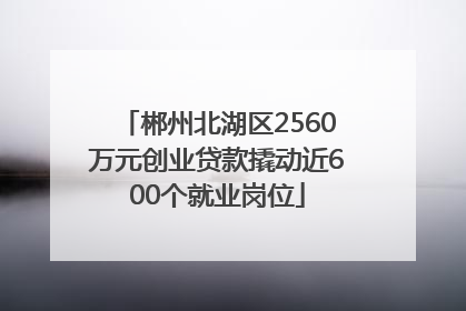 郴州北湖区2560万元创业贷款撬动近600个就业岗位