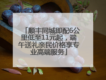 顺丰同城即配6公里低至11元起，端午送礼亲民价格享专业高端服务