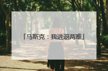 马斯克：我进退两难