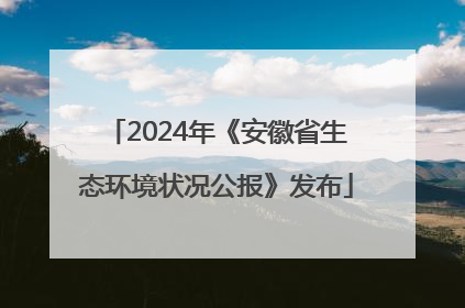 2024年《安徽省生态环境状况公报》发布
