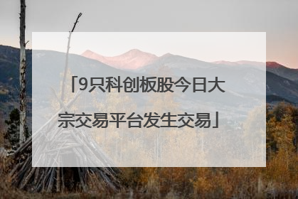 9只科创板股今日大宗交易平台发生交易
